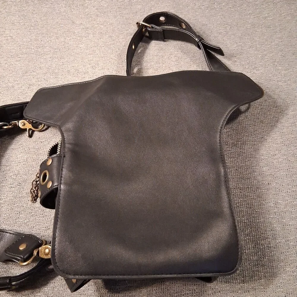 Steampunk Waist Bag Faux-leather Motorcycle Shoulder Bag Satchels Leg Hip Pack